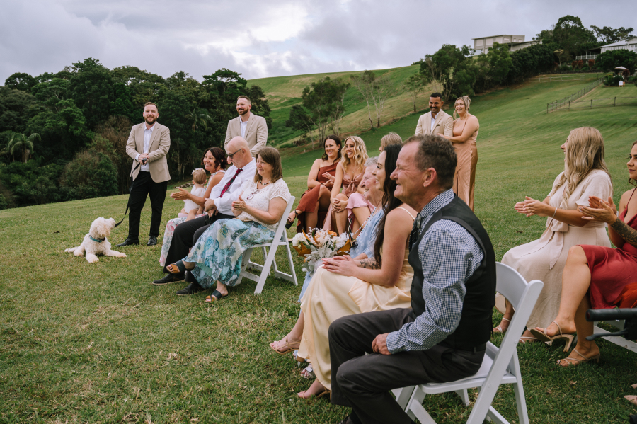 guests at elopement ceremony at Lakehouse Folk on the Sunshine Coast