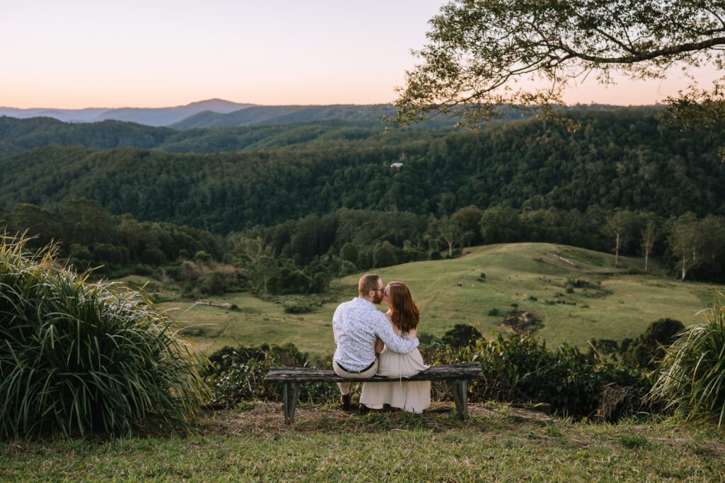 Golden hour engagement photos on a farm in Maleny, Sunshine Coast Hinterland