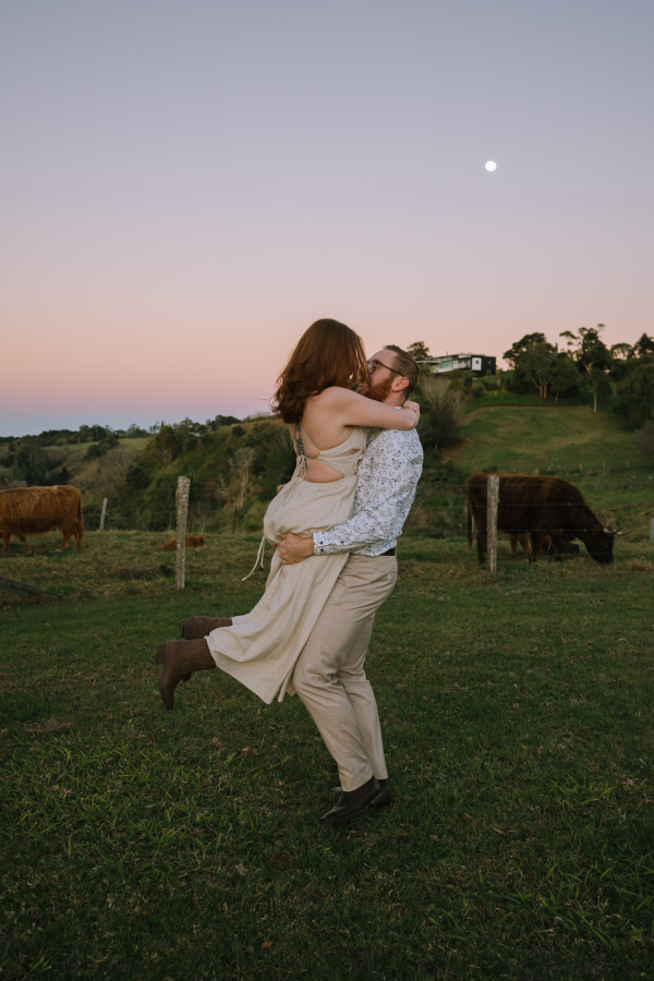 Laid-back country engagement shoot at golden hour in Maleny QLD

