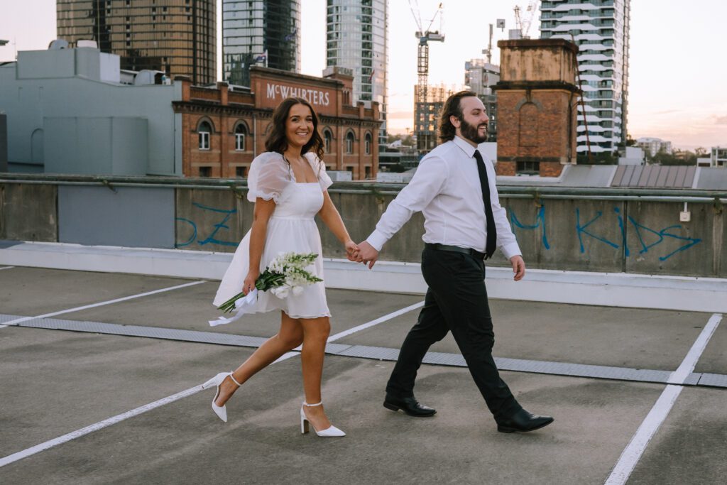 hidden rooftop engagement photography in fortitude valley brisbane