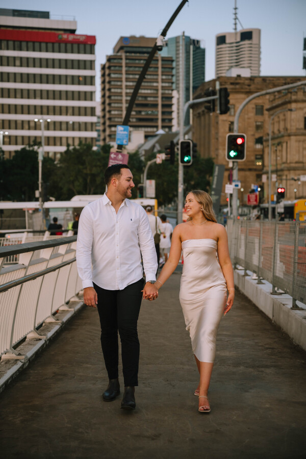 Modern city engagement session in brisbane cbd