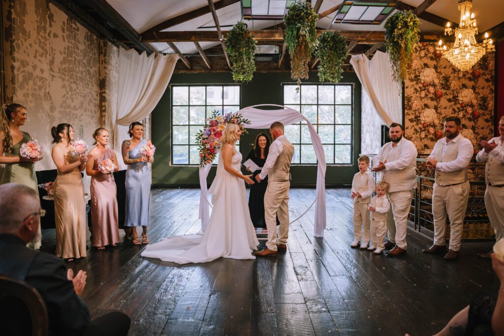 ceremony photography at smoked garage wedding venue in fortitude valley, brisbane