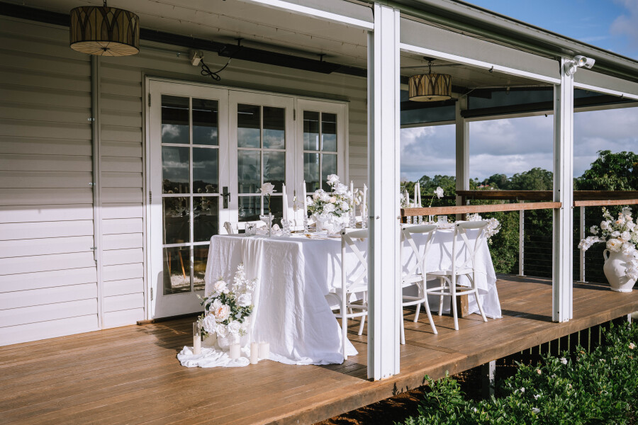 modern elopement reception styling setup at lakehouse folk