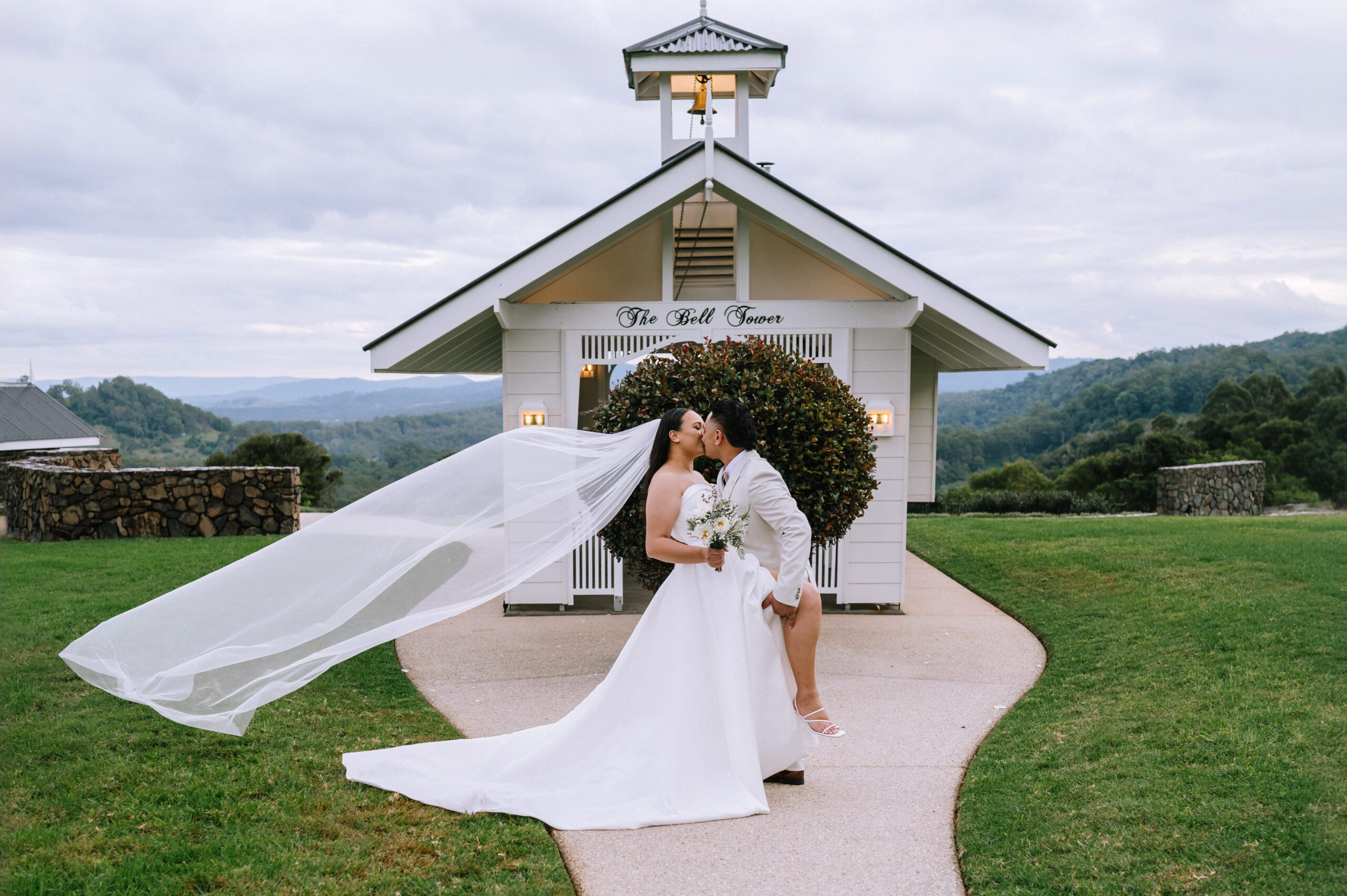 The Old Dairy Maleny wedding portraits of the bride and groom.