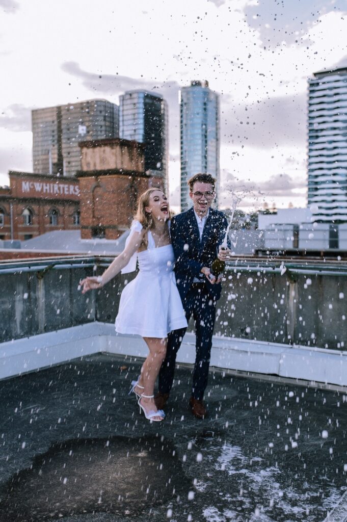 rooftop engagement photography session in fortitude valley, brisbane