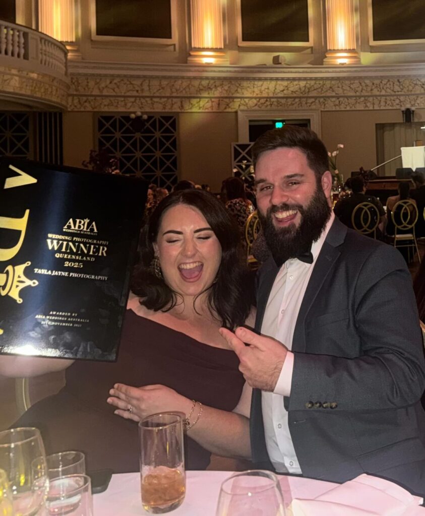 tayla jayne winning ABIA Queensland Wedding Photographer of the Year 2025