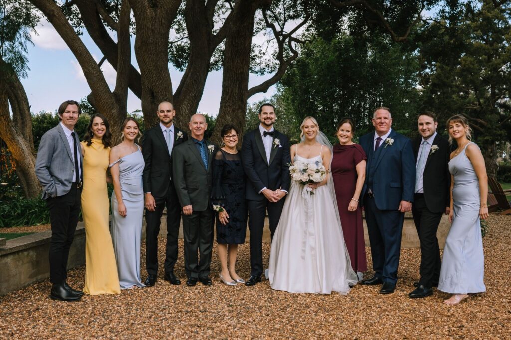 traditional family portrait after wedding ceremony at the gabbinar homestead in toowoomba