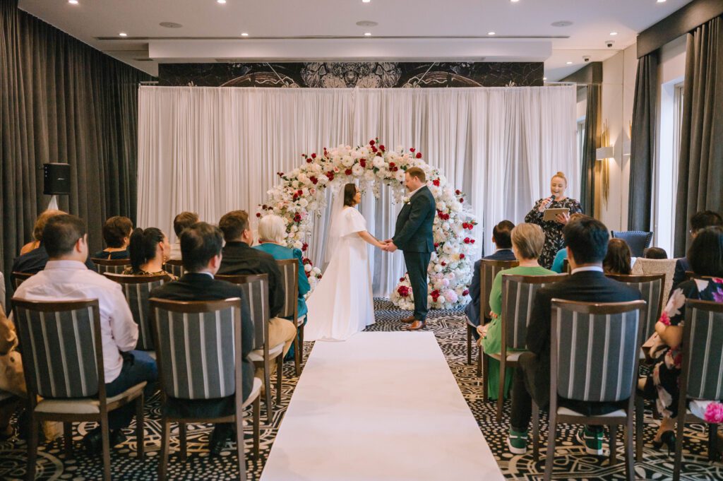 intimate indoor wedding ceremony at The Inchcolm by Ode Hotels in brisbane