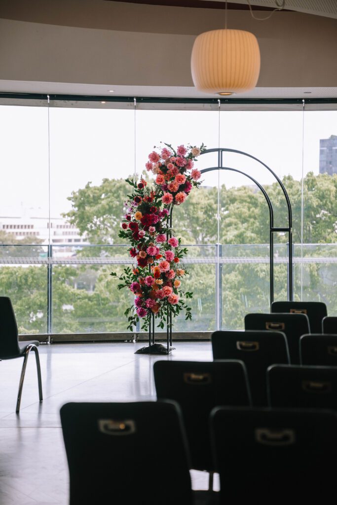 indoor ceremony setup at the w brisbane hotel wedding venue 
