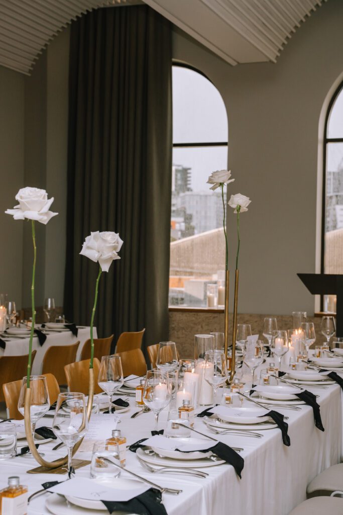 elegant indoor wedding reception styling at the calile hotel in brisbane