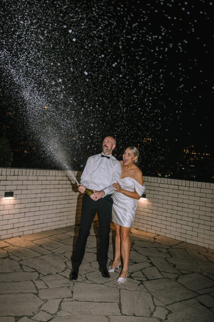 champagne spray on the outdoor deck at the calile hotel in brisbane