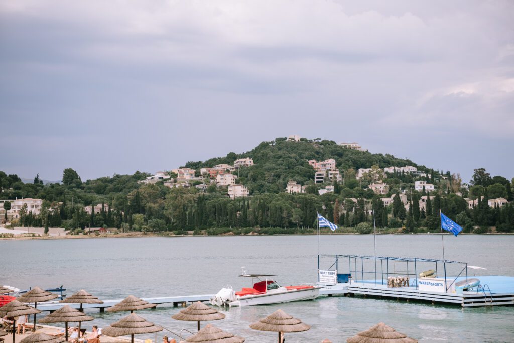 landscape view of gouvia bay from Hyatt Ziva Corfu in Greece